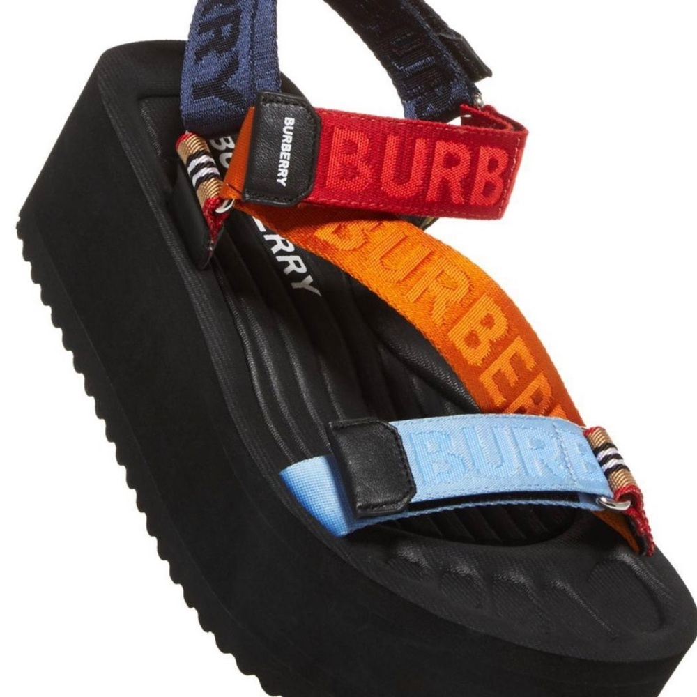 Burberry Patterson Colorblock Logo Platform Sport Sandals✨